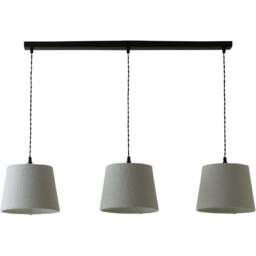 ValueLights Rory Tapered Cream Boucle Lamp Shade 3 Drop Ceiling Pendant Light with LED Bulbs - Size: 123.5 x 98 x 25cm - Black - Wilko - thumbnail 1