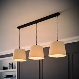 ValueLights Rory Tapered Cream Boucle Lamp Shade 3 Drop Ceiling Pendant Light with LED Bulbs - Size: 123.5 x 98 x 25cm - Black - Wilko - thumbnail 7