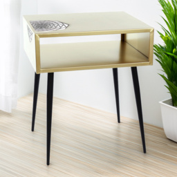Core Products Galaxy Gold and Black Metal Bedside Table - Size: 55 x 45 x 35cm - Wilko - thumbnail 1
