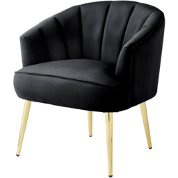 GFW Pettine Black Velvet Scallop Accent Chair - Size: Single - Wilko - thumbnail 3