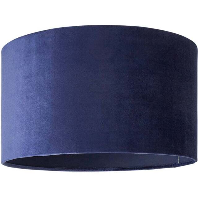 ValueLights Reni Navy Velvet Medium Drum Ceiling Lamp Shade 35cm - Size: 20 x 35 x 35cm - Blue - Wilko - image 1