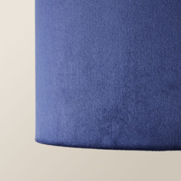 ValueLights Reni Navy Velvet Medium Drum Ceiling Lamp Shade 35cm - Size: 20 x 35 x 35cm - Blue - Wilko - thumbnail 4