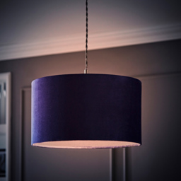 ValueLights Reni Navy Velvet Medium Drum Ceiling Lamp Shade 35cm - Size: 20 x 35 x 35cm - Blue - Wilko - thumbnail 7