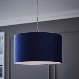 ValueLights Reni Navy Velvet Medium Drum Ceiling Lamp Shade 35cm - Size: 20 x 35 x 35cm - Blue - Wilko - thumbnail 3