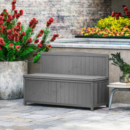 Outsunny 2 Seater Grey Wood Storage Bench - Wilko - thumbnail 5