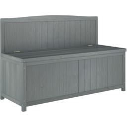 Outsunny 2 Seater Grey Wood Storage Bench - Wilko - thumbnail 3