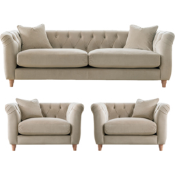 Elsie Chesterfield 5 Seater Putty Plush Velvet Sofa Suite - Grey - Wilko - thumbnail 3