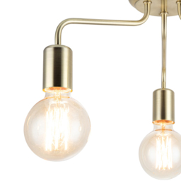 Cosylyte Fraser 3 Light Brushed Brass Metal Flush Ceiling Light - Size: 29 x 21.5 x 14.5cm - Gold - Wilko - thumbnail 4