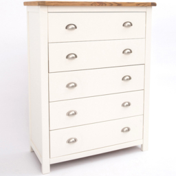 Cabinet Bits Lovere 5 Drawer White Chrome Cup Handle Chest of Drawers - Wilko - thumbnail 4