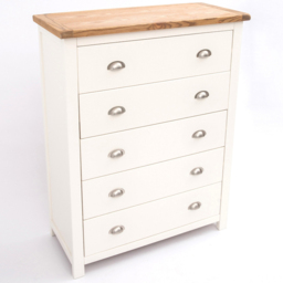 Cabinet Bits Lovere 5 Drawer White Chrome Cup Handle Chest of Drawers - Wilko - thumbnail 5