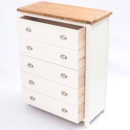 Cabinet Bits Lovere 5 Drawer White Chrome Cup Handle Chest of Drawers - Wilko - thumbnail 6
