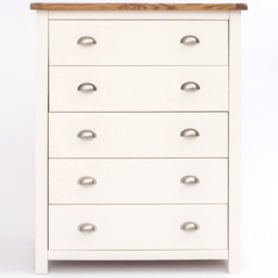 Cabinet Bits Lovere 5 Drawer White Chrome Cup Handle Chest of Drawers - Wilko - thumbnail 3