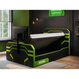 Recoil Alister Small Double Black and Green Side Lift Ottoman Bed with TV Support - Wilko - thumbnail 6
