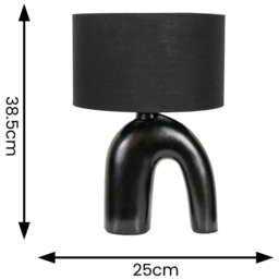 ValueLights Lia Black Fabric Drum Shade Black Arch Abstract Ceramic LED Table Lamp - Size: 38.5 x 25 x 25cm - Wilko - thumbnail 5