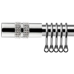 New Edge Blinds 160-300cm Extendable Chrome Sparkle Metal Curtain Pole - Size: 160 - 300cm - Silver - Wilko - thumbnail 1