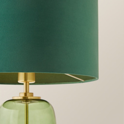 ValueLights Leigh Reni Green Velvet Shade Forest Green Glass LED Table Lamp - Size: 52.5 x 45 x 45cm - Wilko - thumbnail 4