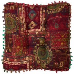 Living and Home Red Bohemia Style Square Seat Cushion with Pom Pom Trim 40 x 40cm - Size: 8 x 40 x 40cm - Wilko - thumbnail 4