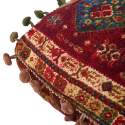 Living and Home Red Bohemia Style Square Seat Cushion with Pom Pom Trim 40 x 40cm - Size: 8 x 40 x 40cm - Wilko - thumbnail 7