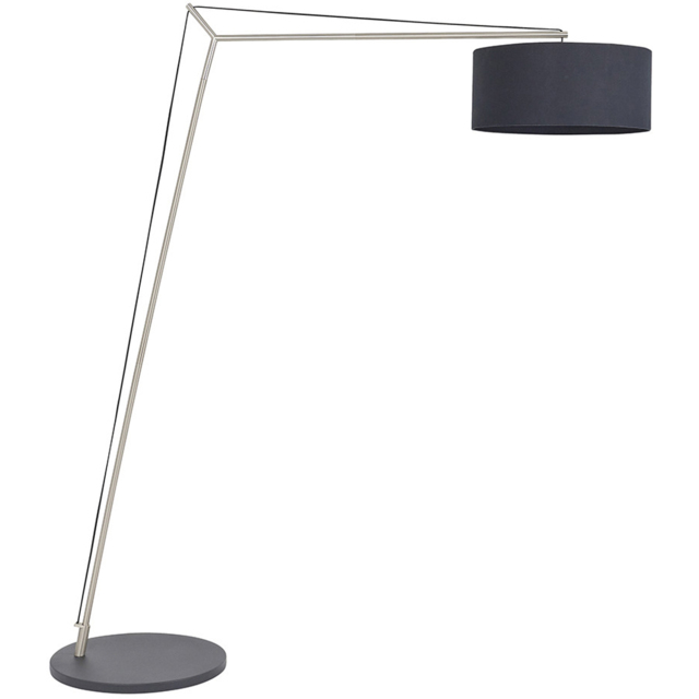 Merano Ravenna Black Cotton Fabric Shade Matt Nickel Plate Floor Lamp - Size: 50 x 160 x 192.5cm - Wilko - image 1
