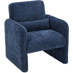 Living and Home Blue Chenille Upholstered Accent Chair with Lumbar Pillow - Size: Single - Wilko - thumbnail 3