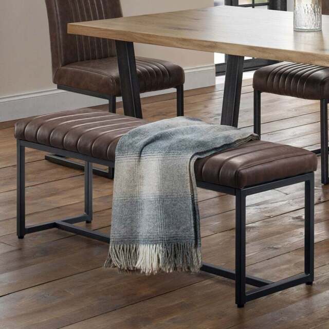 Julian Bowen Brooklyn 2 Seater Brown Dining Bench - Size: 41 x 121 x 47cm - Multi - Wilko - image 1