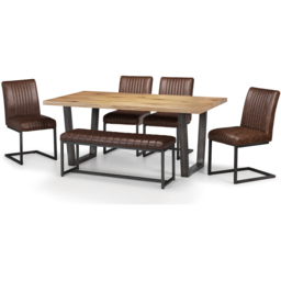 Julian Bowen Brooklyn 2 Seater Brown Dining Bench - Size: 41 x 121 x 47cm - Multi - Wilko - thumbnail 5