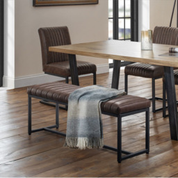 Julian Bowen Brooklyn 2 Seater Brown Dining Bench - Size: 41 x 121 x 47cm - Multi - Wilko - thumbnail 6
