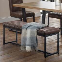 Julian Bowen Brooklyn 2 Seater Brown Dining Bench - Size: 41 x 121 x 47cm - Multi - Wilko