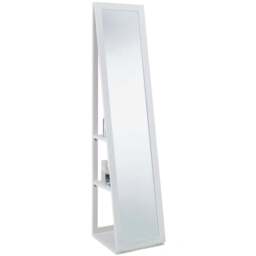 Julian Bowen Fresco White 2 Shelf Long Mirror Floor Cabinet - Size: 155 x 36cm - Wilko - thumbnail 1