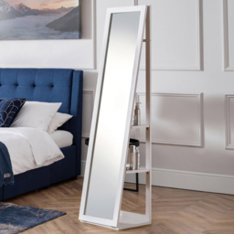 Julian Bowen Fresco White 2 Shelf Long Mirror Floor Cabinet - Size: 155 x 36cm - Wilko - thumbnail 3