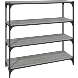 vidaXL 4 Shelf Grey Sonoma Wood and Steel Bookcase - Size: 100 x 100 x 33cm - Wilko - thumbnail 3