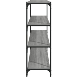 vidaXL 4 Shelf Grey Sonoma Wood and Steel Bookcase - Size: 100 x 100 x 33cm - Wilko - thumbnail 6
