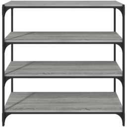 vidaXL 4 Shelf Grey Sonoma Wood and Steel Bookcase - Size: 100 x 100 x 33cm - Wilko - thumbnail 4