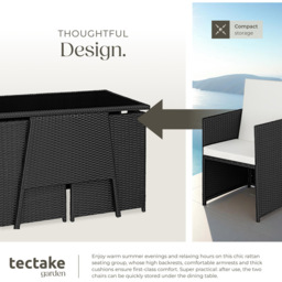 tectake Lausanne 2 Seater Rattan Garden Bistro Set Black - Wilko - thumbnail 5