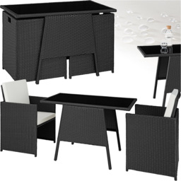 tectake Lausanne 2 Seater Rattan Garden Bistro Set Black - Wilko - thumbnail 3