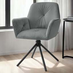 tectake Lenia Set of 2 Anthracite and Black Velvet Look Padded Swivel Chair - Size: Single - Grey - Wilko