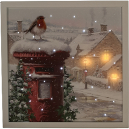 Samuel Alexander Robin and Postbox Christmas Light Up Wall Art 40 x 40cm - Size: 40 x 40 x 2.5cm - White - Wilko - thumbnail 4