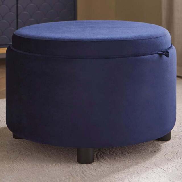 GFW Leylani Midnight Blue Tray Table Storage Stool - Size: 37 x 56 x 56cm - Wilko - image 1