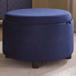 GFW Leylani Midnight Blue Tray Table Storage Stool - Size: 37 x 56 x 56cm - Wilko - thumbnail 1