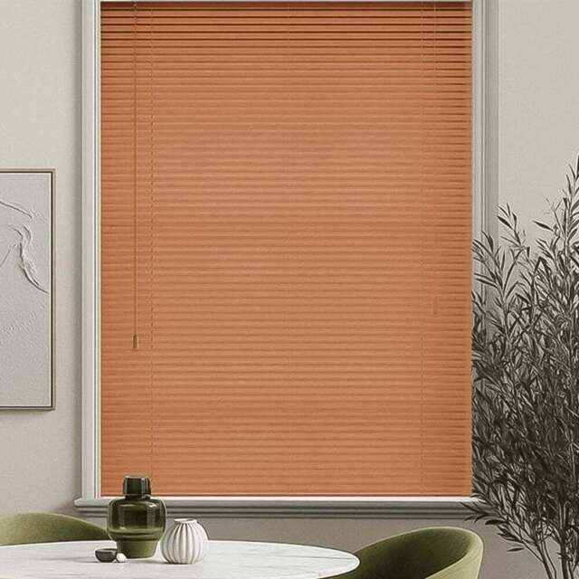 New Edge Blinds Wood Grain PVC Venetian Blind Cherry 130cm - Size: W 130 x D 152cm - Red - Wilko - image 1