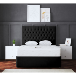 DS Living Seraphine Small Double Black Upholstered Panel Divan Bed with 2 Drawer - Wilko - thumbnail 5