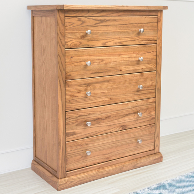 Cabinet Bits Salerno 5 Drawer Brown Chrome Knob Chest of Drawers - Wilko - image 1