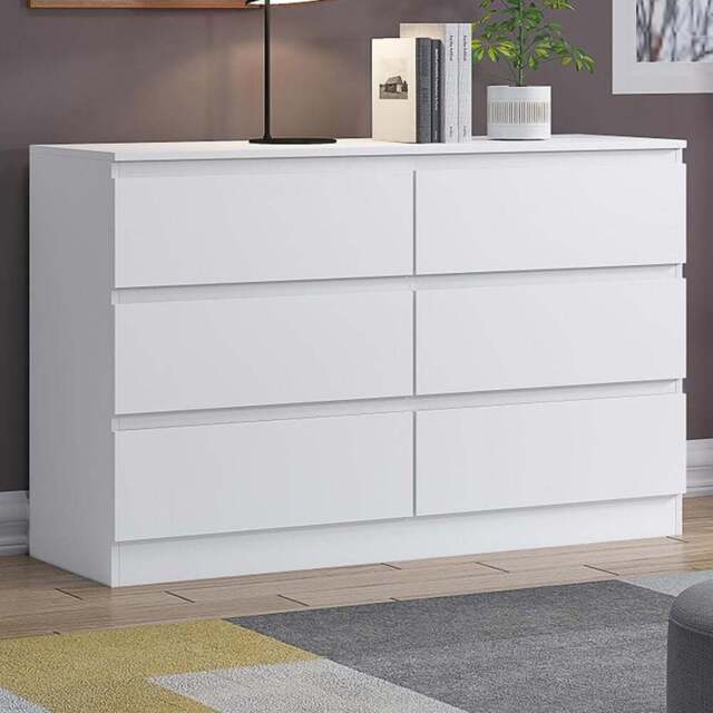FWStyle Carlton 6 Drawer Matt White Chest of Drawers - Wilko - image 1
