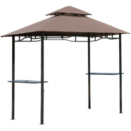Outsunny 2.4 x 1.5m 2 Tier Coffee BBQ Grill Gazebo Canopy - Size: 2 x 3m - Brown - Wilko - thumbnail 3