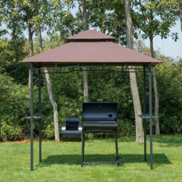 Outsunny 2.4 x 1.5m 2 Tier Coffee BBQ Grill Gazebo Canopy - Size: 2 x 3m - Brown - Wilko - thumbnail 5