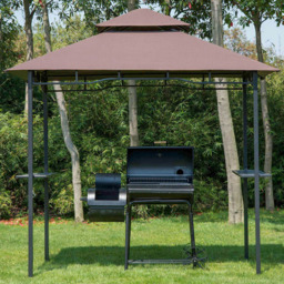 Outsunny 2.4 x 1.5m 2 Tier Coffee BBQ Grill Gazebo Canopy - Size: 2 x 3m - Brown - Wilko - thumbnail 1
