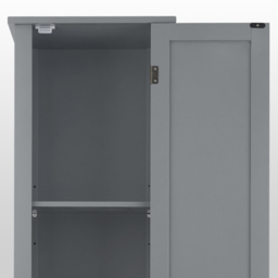 Teamson Home Mercer 2 Door Mid Century Modern Wooden Linen Tower Cabinet - Size: 159.4 x 38.1 x 33.0cm - Grey - Wilko - thumbnail 5