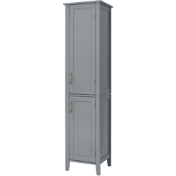 Teamson Home Mercer 2 Door Mid Century Modern Wooden Linen Tower Cabinet - Size: 159.4 x 38.1 x 33.0cm - Grey - Wilko - thumbnail 4