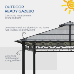 Outsunny 3 x 3m 2-Tier Khaki Hardtop Gazebo with Curtains - Size: 34.5 x 110 x 320cm - Multi - Wilko - thumbnail 6