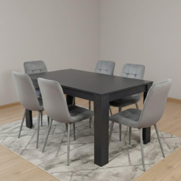 Kosy Koala Arrow 6 Seater Velvet Dining Table Grey and Charcoal - Dark Grey - Wilko - thumbnail 5